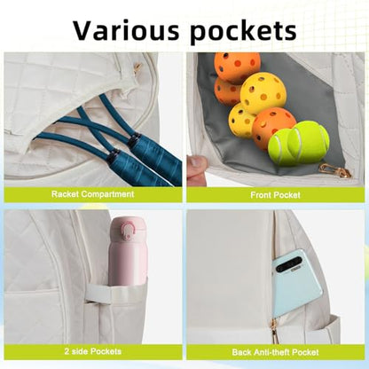 Tennis Bags for Women, Tennis Backpack Pickleball Racket Bags,Water-Resistant Sling Tote Padel Bag for Pickleball Tennis Badminton, Cute Gifts for Women Girl, Duffle Bag Gym Travel