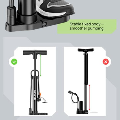 Bike Pump Floor, Advanced Bike Tire Inflator, Bicycle Hand Air Pump with Dual Presta and Schrader Valves, Handheld Pump, Suitable for Road and Mountain Bikes, Baby Stroller, Balls - style: Portable