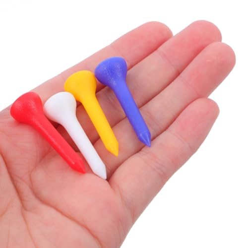 NOLITOY 100 Pcs Short Plastic Golf Tees (1.38 Inch/35mm) - Mini Golf Tees for Driving Range Mats, Simulators & Iron Practice - Low Resistance & Consistent Height (Mixed Colors)