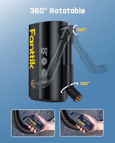 Fanttik X9 Ace Mini Bike Pump, 32s Fast Inflate Bike Pump with Gauge, 150PSI Electric Air Pump with Presta and Schrader Valve, Suitable for Motorcycle, Road Bike, Electric Bike, MTB