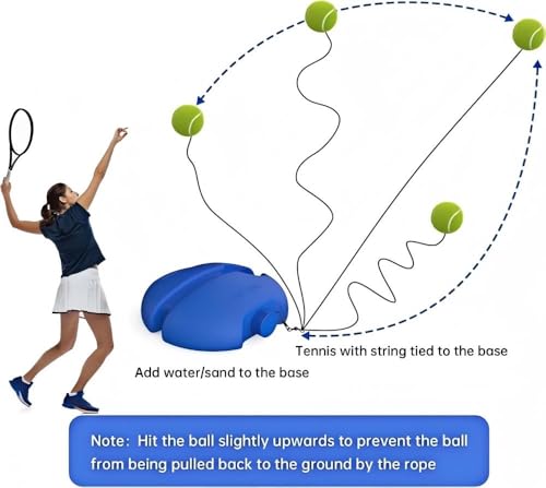 Tennis Trainer Rebound Ball Set with Weighted Base, Tangle-Free Design, Anti-Slip, Portable, for Solo Practice on Any Surface - color: With 3 Balls