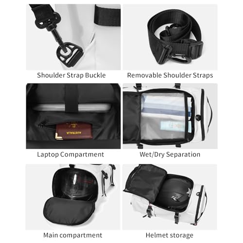 YOUMIAN Gym Duffle Bag 3 IN 1 Travel Backpack 40L Waterproof Shoe Compartment for Men and Women Basketball Soccer Sports Bag (White) - color: White