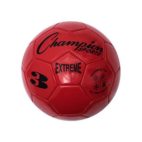 Champion Sports Extreme Series Soccer Ball – Sizes 3, 4, 5, Soft Touch, All Weather, High Air Retention, Youth & Adult League Balls for Training, Games, Outdoor & Indoor Play, Multiple Colors - color: Red, size: Size 3