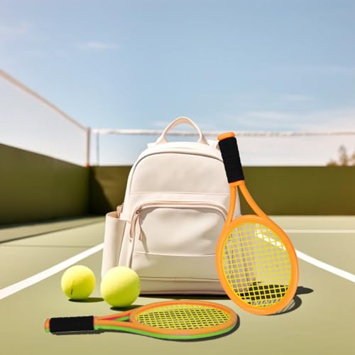 Kids Tennis Racket 17 Inch Lightweight for Junior Toddlers - Includes 2 Tennis Balls, 2 Sponge Balls, 4 Shuttlecocks & Carry Bag - color: Green & Orange