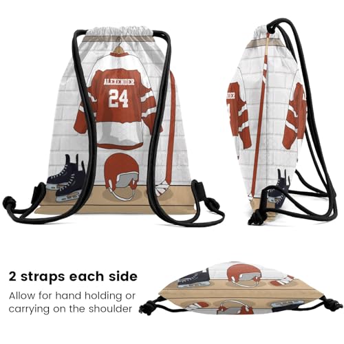 Ice Hockey Sport Fan Player Rust Personalized Drawstring Backpack Sports Gym Bag Christmas Gift Party Goodie String Cinch Bag for Women Men - color: Option 56