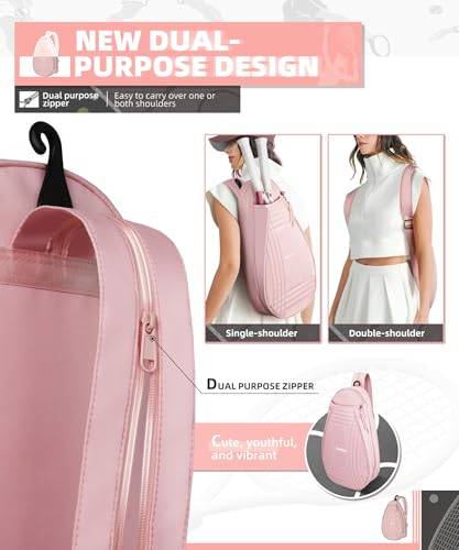 ARCFOX Tennis Racket Bag 2-in-1 Large Capacity Tennis Racket Backpack for Women and Men, Water-Resistant Lightweight Tennis Crossbody Bag for Pickleball Paddles, Badminton Squash Racquet,Only 0.64KG