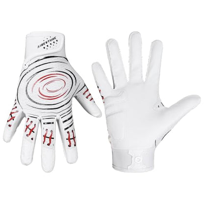 AIGEVTURE Baseball Bating Gloves Adult Youth Baseball Softball Batting Gloves Adult Kids Boys Girls - color: White and Red, size: Kids X-Small