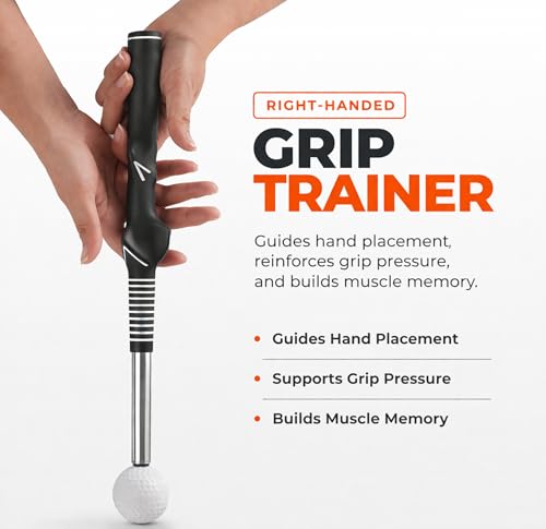 Golf Grip Trainer for Right-Handed Golfers, Golf Swing Training Aid for Proper Hand Position, Grip Pressure, Tempo & Muscle Memory, Indoor Practice & Warm Up, Golf Gifts for Men - size: Golf Retractable Swing Trainer