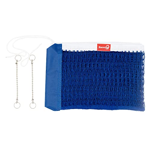 Sanung C-X2 Table Tennis Net for Any Standard Table,Professional Ping Pong Net with 2 Chains for Training Competition Thick Adjustable Tension Indoor Outdoor,Royal Blue