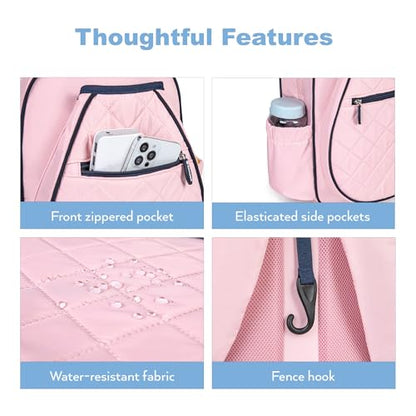 KAVIGOR Pickleball Bag, Quilted Pickleball Backpack with Shoe Compartment & Waterproof Pocket, Pickle Ball Paddle Bag Fits 2 to 4 Paddles for Women and Men