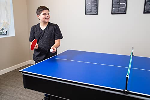 Hathaway Maverick 7 Foot Pool Table with Table Tennis Top – with Accessories for Both Games – Space-Saving Ping Pong and Pool Table Combo for Families – Matte Black Finish - color: Black with Red Felt