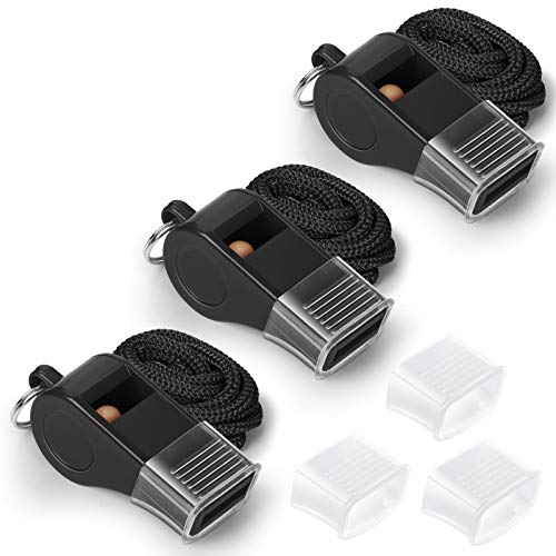 Fya Whistle with Lanyard and Mouth Grip, Super Loud Sports Whistles, Perfect for Coaches, Referees, Emergency, Lifeguard, Survival, Outdoor - color: Black