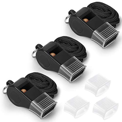 Fya Whistle with Lanyard and Mouth Grip, Super Loud Sports Whistles, Perfect for Coaches, Referees, Emergency, Lifeguard, Survival, Outdoor - color: Black