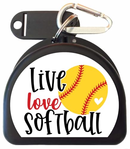 Softball Mouthguard Case with Carabiner & ID Tag (Black) - color: Black