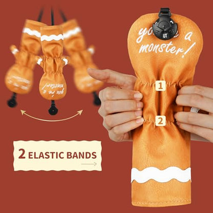 Funny Golf Club Head Cover Driver Headcover Fairway Wood Headcover Hybrid Club Head Cover Brown Monster Cookie - style: Hybrid