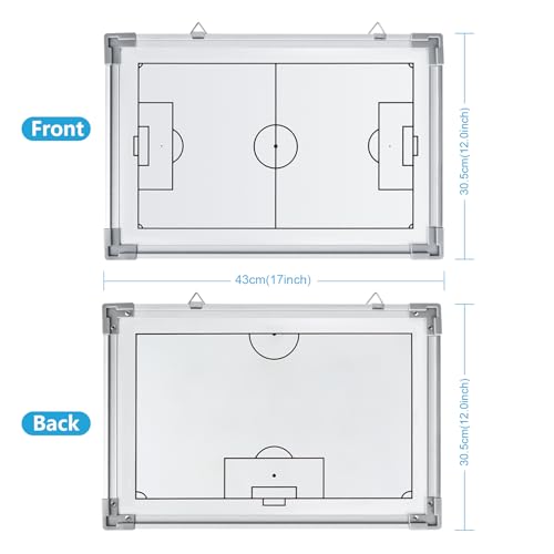 RoseFlower Magnetic Portable Football Coaching Board, Soccer Training Pro Double-Sided White Board Basketball Coaches Board Hanging Competition Teaching Command Winning Strategy Board with Marker
