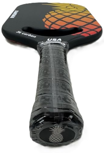 Pickleball Paddle – Edgeless 3K Carbon Fiber Face, 16MM Honeycomb Core, Lightweight 8oz – Elongated Shape for Spin & Control – Pineapple Pickleball