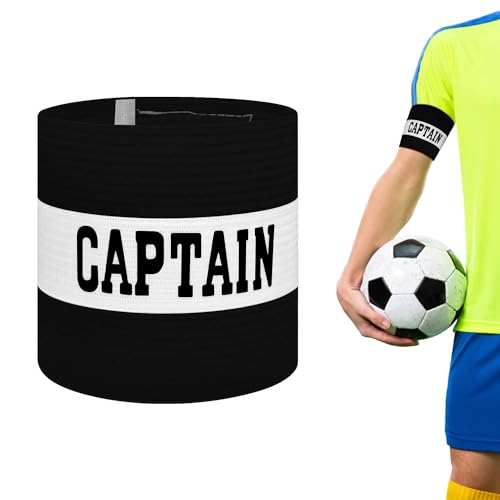 Captain Armbands for Soccer, Unisex Captain's Armband Adjustable Football Arm Bands Adults & Youths Elastic Captain Arm Band Team Sports Accessories - color: Black