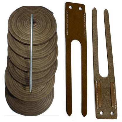 TOFL Baseball Glove Lace Kit | 6 Leather Laces, Lacing Needle, Thumb & Pinky Straps | Heavy Duty Baseball Glove Relacing Kit - color: Medium Brown