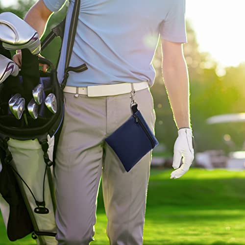 Golf Tee Pouch, 5.62 X 6.87 Inch Professional Zipper Golf Tee/Ball Pouch Bag with Metal Lobster Claw Clip - color: Navy Blue