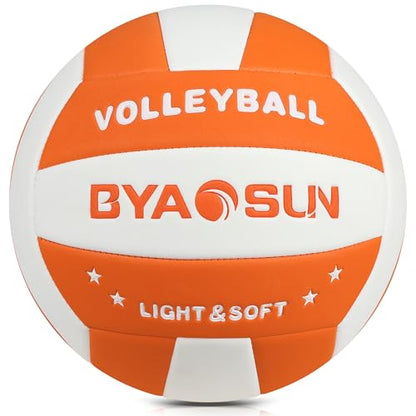 Light Soft Volleyball -Lightweight Touch Volleyball for Indoor Outdoor Beach,Size 5 Volleyball for Beginners Kids Youth Teen Boys Girls(Orange White)
