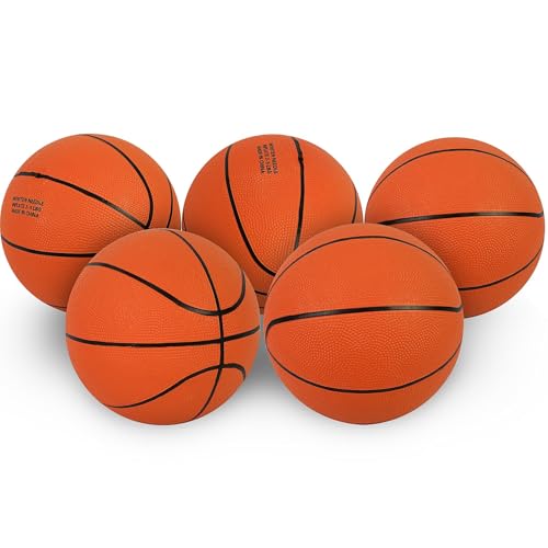 Aoneky Indoor/Outdoor Rubber Basketball with Pump - Size 1/2/3/5/6/7 Basketballs - color: Orange,5-Pack, size: 7