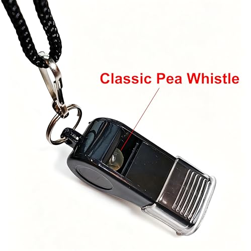 24 Packs Sports Whistles with Lanyard, for Coaches, Referees and Officials - color: Black
