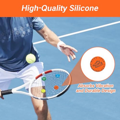 NIIIYTYB 4 Pcs Tennis Racquet Dampeners Funny Unique Silicone Dampener Tennis Dampers Racket Vibration Dampeners Fun Tennis Racket Dampers with Words Shock Absorbing Tennis Accessories
