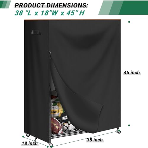 Garage Sports Equipment Organizer Cover,Waterproof 420D Oxford Protective Outdoor Indoor Sports Equipment Storage Rack Dust Cover 38"L x 18"W x 45"H (Only Cover)