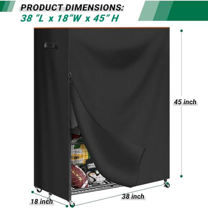 Garage Sports Equipment Organizer Cover,Waterproof 420D Oxford Protective Outdoor Indoor Sports Equipment Storage Rack Dust Cover 38"L x 18"W x 45"H (Only Cover)