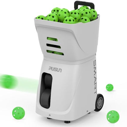 PP Smart Pickleball Machine – Automatic Pickleball Launcher with APP & Remote, 80+Ball Capacity, Adjustable Speed, Spin & Frequency, 4–6Hr Battery for Indoor & Outdoor Training - color: White