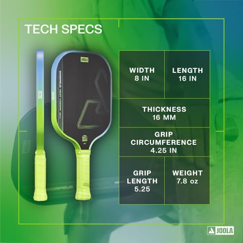 JOOLA SCORPEUS Heat Vision 16mm Pickleball Paddle - Standard Shape - Textured Carbon Fiber Surface for Spin - SK Film for Reduced Vibration - USAP Approved - NFC Chip Enabled