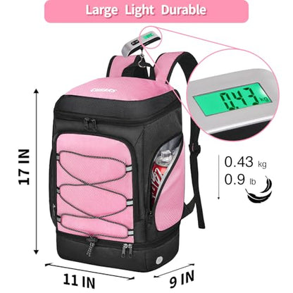 Soccer Bag - Soccer Backpack with Ball Holder,Sport Equipment Bags gifts for soccer stuff Water resistant Includes Separate Cleat Fit Basketball Volleyball Football - color: sport soccer bag 2025 PINK