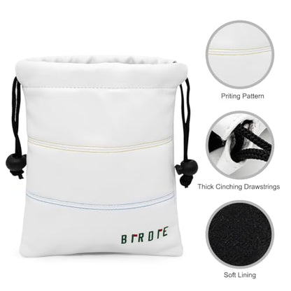 Golf Valuables Pouch, Leather Golf Tee Pouch with Drawstring Closure Golf Ball Tee Handbag Portable Golf Accessories