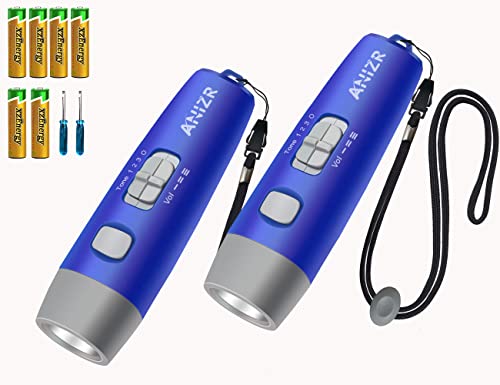 ANIZR Electronic Whistles with Lanyard,Adjustable 3 Tone & 3 High Volume Hand Emergency Whistle Basketball Referee Whistle for Coach,Teacher,Police,Outdoor Camping Boating Hiking(with Battery) - color: Blue-2pcs