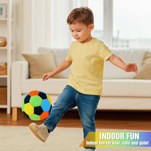 Soulchen 2 Pack Indoor Soccer Balls Soft Soccer Balls Size 4 for Kids Sports Gift Created for Ages 3+ Kids Boys Girls Practice Juggling Inside Your Home and Yard