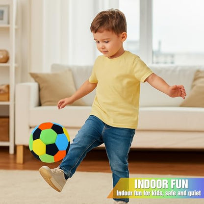 Soulchen 2 Pack Indoor Soccer Balls Soft Soccer Balls Size 4 for Kids Sports Gift Created for Ages 3+ Kids Boys Girls Practice Juggling Inside Your Home and Yard