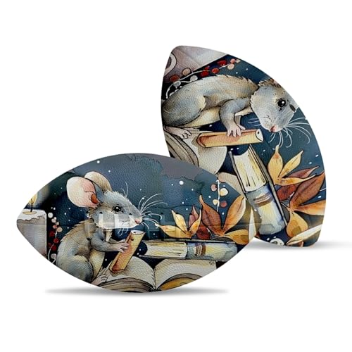 American Football, Official Size 11.9 x 7.3 Inch, Premium Composite Leather High-Grip Ball with Pro-Style Lacing, Unique Prints for Training, Games & Gifts - color: Mouse Books