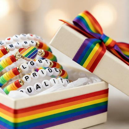 OHOME Pride Outfits for Women - 6 Pack Pride Bracelets | Pride Party Decorations Favors Supplies | Pride Outfit Accessories for Women - style: Pride day
