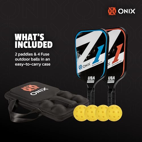 Onix Z1 Pickleball Starter Kit - Includes Two Z1 Composite Pickleball Paddles with Four Onix Fuse Balls in an Easy to Carry Case