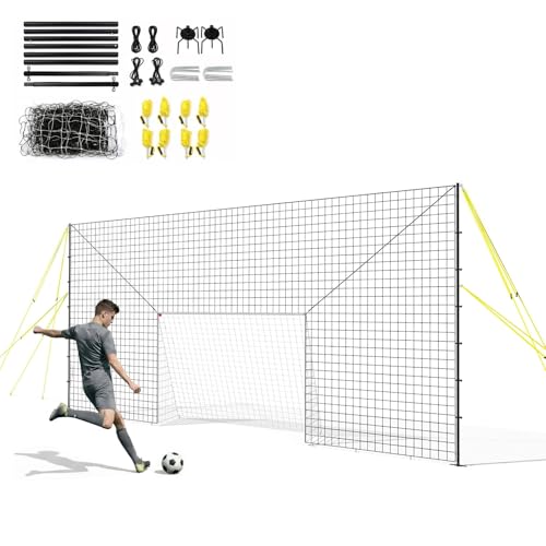 3-in-1 Soccer Goal with Rebounder & Backstop Net, Soccer Training Equipment for Backyard, Soccer Rebounder for Shooting, Passing & Ball Control, Kids & Youth