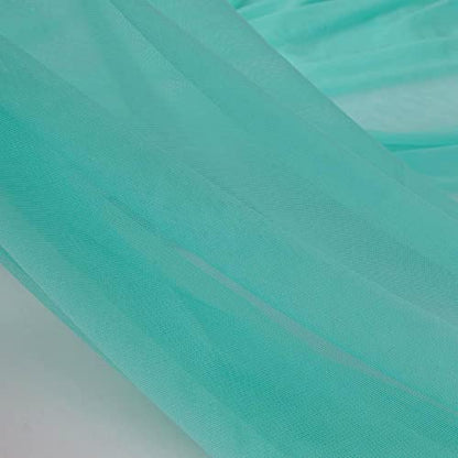 Superfine 4-Way Stretch Net Fabric Nylon Spandex Power Mesh Lightweight Sheer 60" Wide, a Continuous 5 Yards (Aqua) - color: Aqua