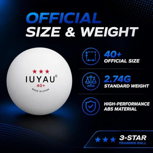 120- Pack Ping Pong Balls - 3-Star Premium Orange Table Tennis Balls | High-Performance 40+ ABS Professional Quality | Ultimate Durability for Indoor & Outdoor Ping Pong Tables