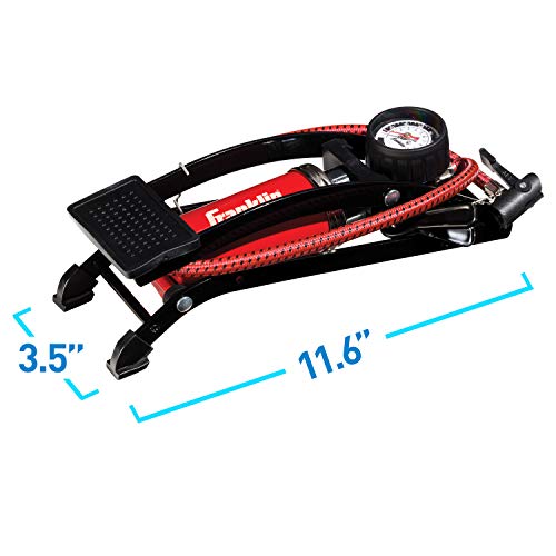 Franklin Sports Foot Air Pump for Balls, Bikes, Inflatables and More - High-Pressure Foot Pedal Pump - Compact Heavy Duty