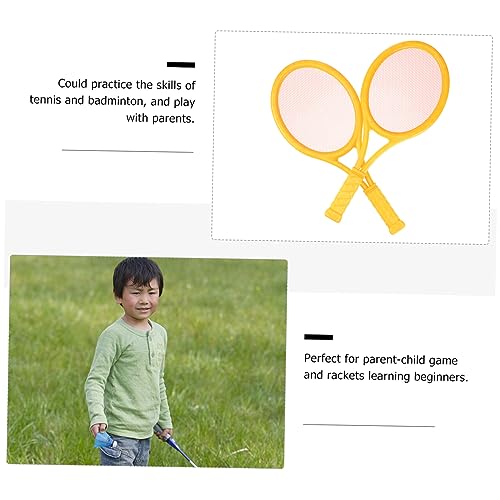 2Pcs Parent Outdoor Sports Tennis and Badminton Racket Set Large Racket with Tennis Balls and Badminton Rackets for Family Fun and Beginner Learning Activities