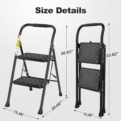 HBTower 2 Step Ladder, Step Stool for Adults,2 Step Ladder Folding Step Stool with Wide Pedal Ergonomic Design - size: 2-Step