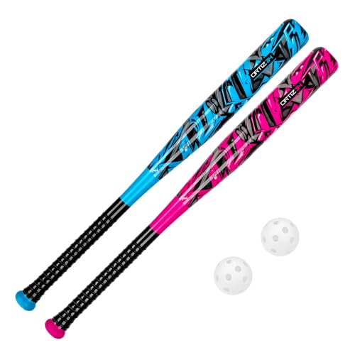 Ortiz34 Bat & Ball Set - Graffiti Plastic Bat & Ball Homerun Set- David Ortiz Backyard Baseball Set for Youth, Kids, Teenagers, Adults (Bat & Ball Set, Blue) - color: Blue/Purple, style: 2 Pack Bat & Ball Set