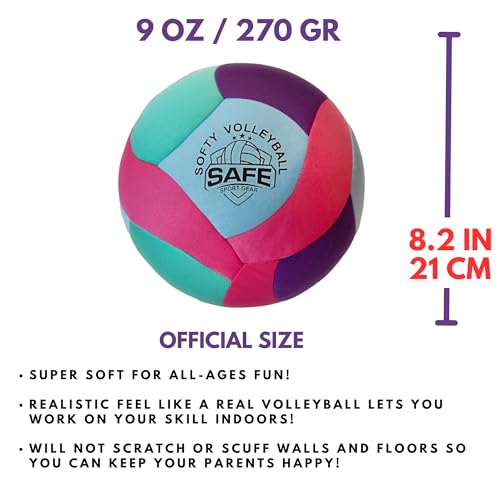 Softy Volleyball - Super Soft Designed for Pain-Free Play - Awesome Kids Indoor Ball with a Realistic Feel and Bounce - Perfect Ball for House