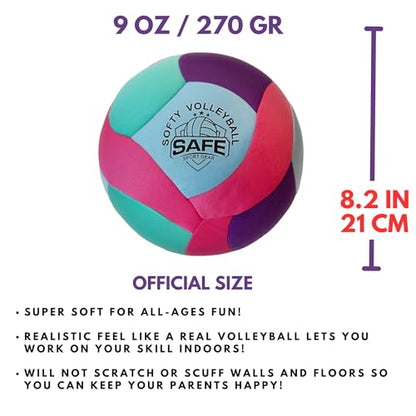 Softy Volleyball - Super Soft Designed for Pain-Free Play - Awesome Kids Indoor Ball with a Realistic Feel and Bounce - Perfect Ball for House