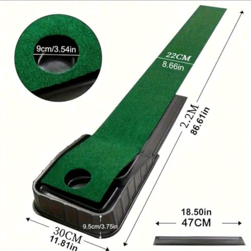 Luxury Indoor Putting Green Set with Golden Ball – Roll‑Up Practice Mat & Portable Cup Base – Perfect Golf Gift for Men, Women & Beginners, Indoor Putting Green, Portable Golf Putting mat.